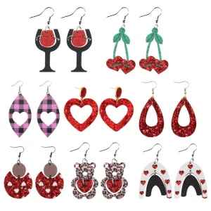 Wholesale Valentine's Day Bohemian Wine Glass Earrings