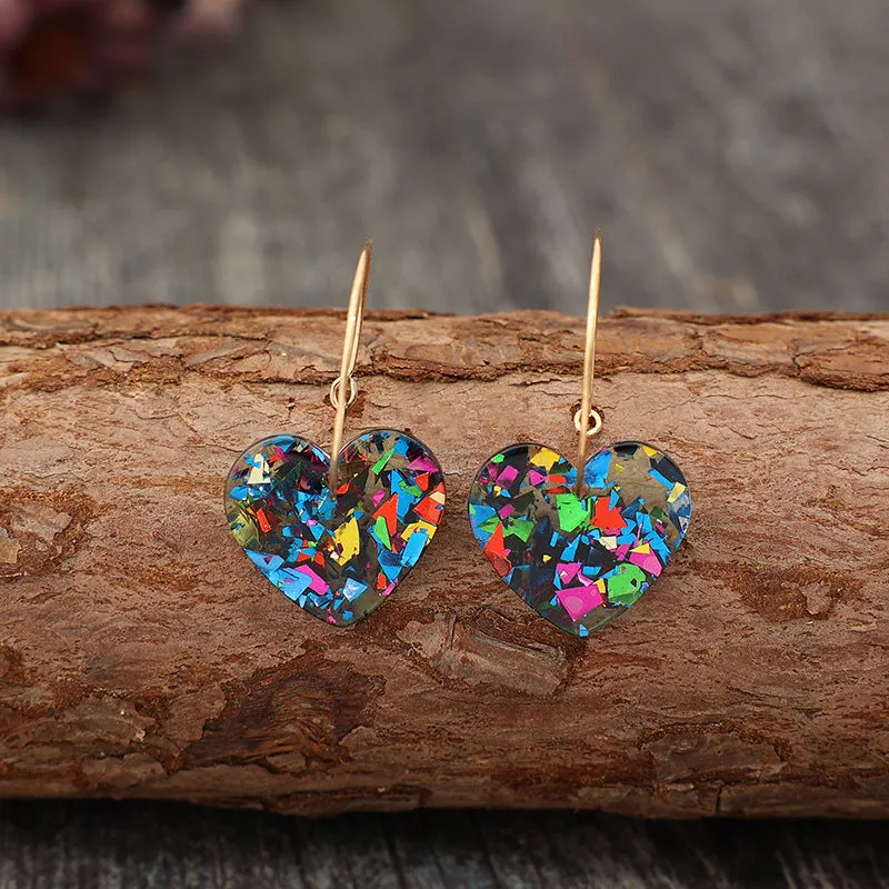 Wholesale Valentine's Day Collection Hyuna Style Sequin Transparent Heart Shape Multicolor Women's Earrings