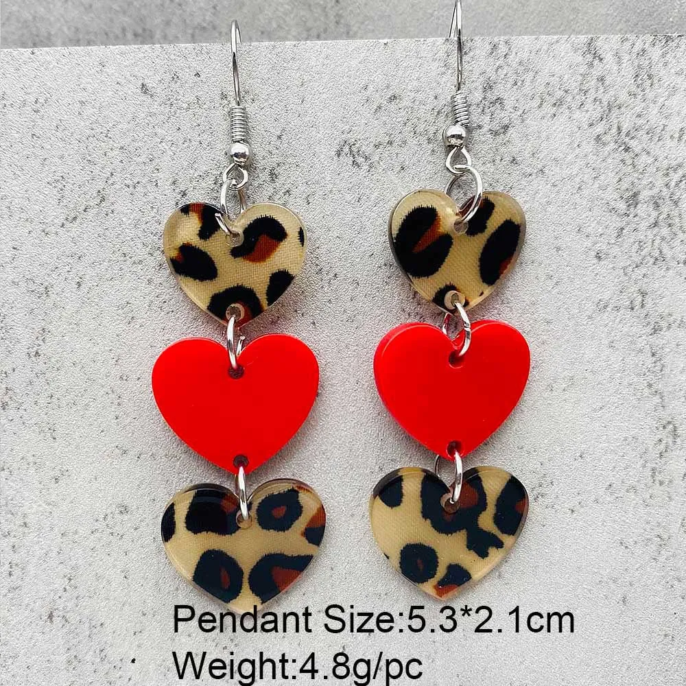 Wholesale Valentine's Day Creative Leopard Print Love Earrings