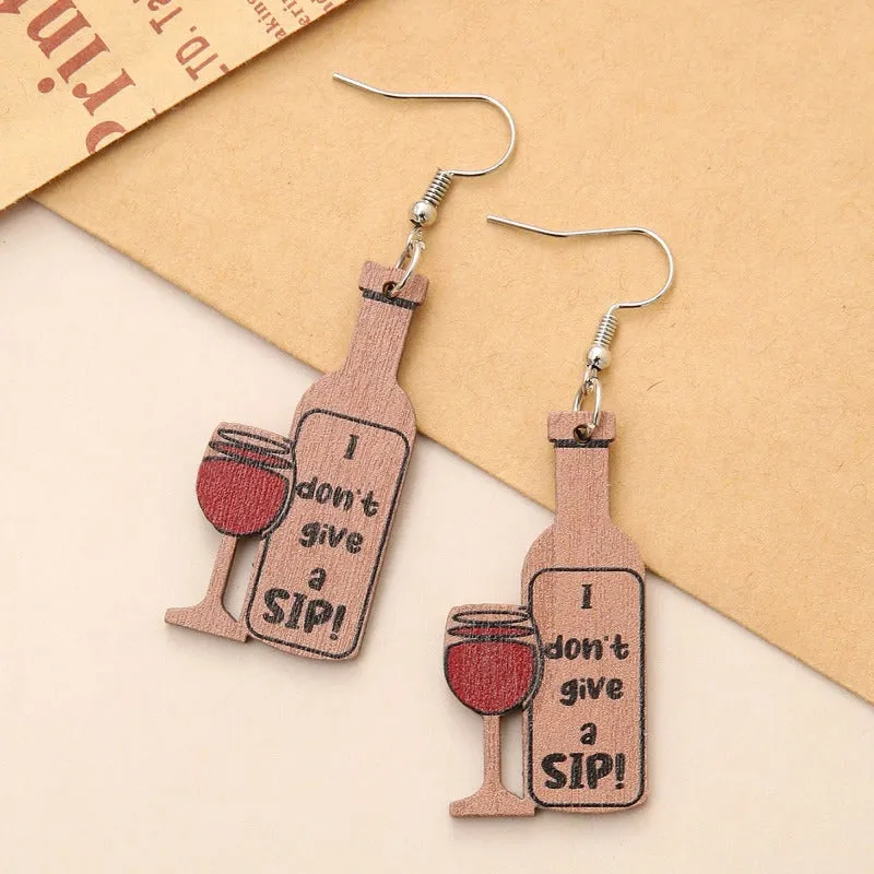 Wholesale Valentine's Day Creative Red Wine with Red Bottle Fashionable Temperament All-match Earrings