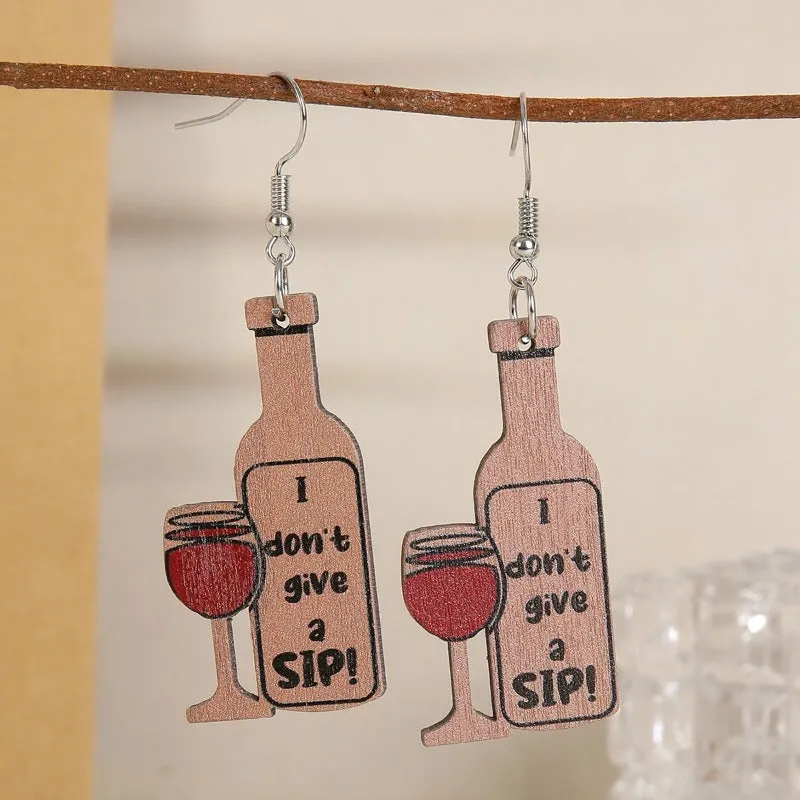 Wholesale Valentine's Day Creative Red Wine with Red Bottle Fashionable Temperament All-match Earrings