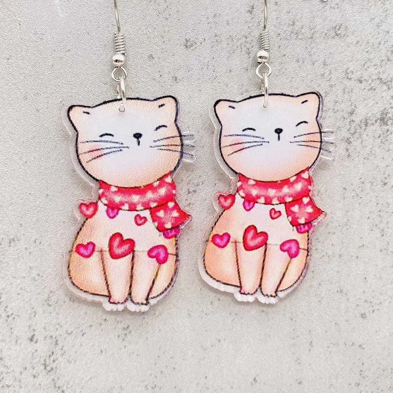 Wholesale Valentine's Day Cute Love Cat Envelope Acrylic Earrings