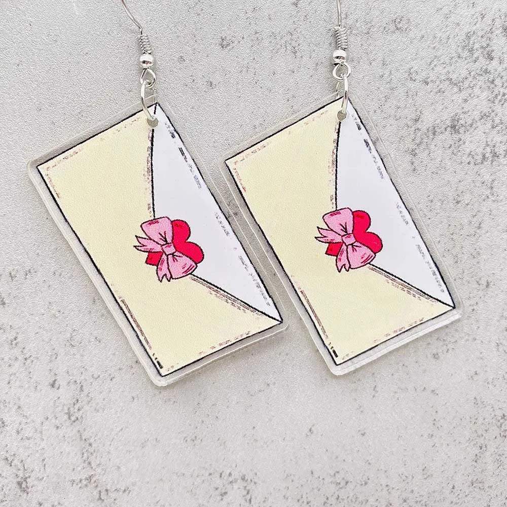 Wholesale Valentine's Day Cute Love Cat Envelope Acrylic Earrings