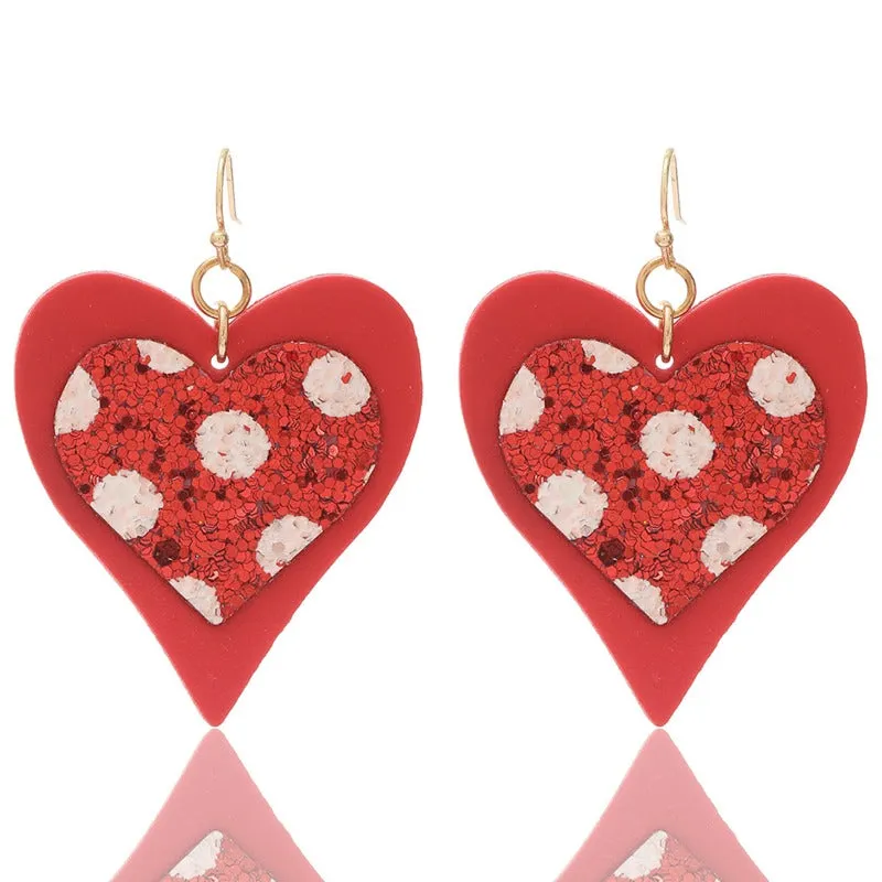 Wholesale Valentine's Day Double Leather Love Earrings