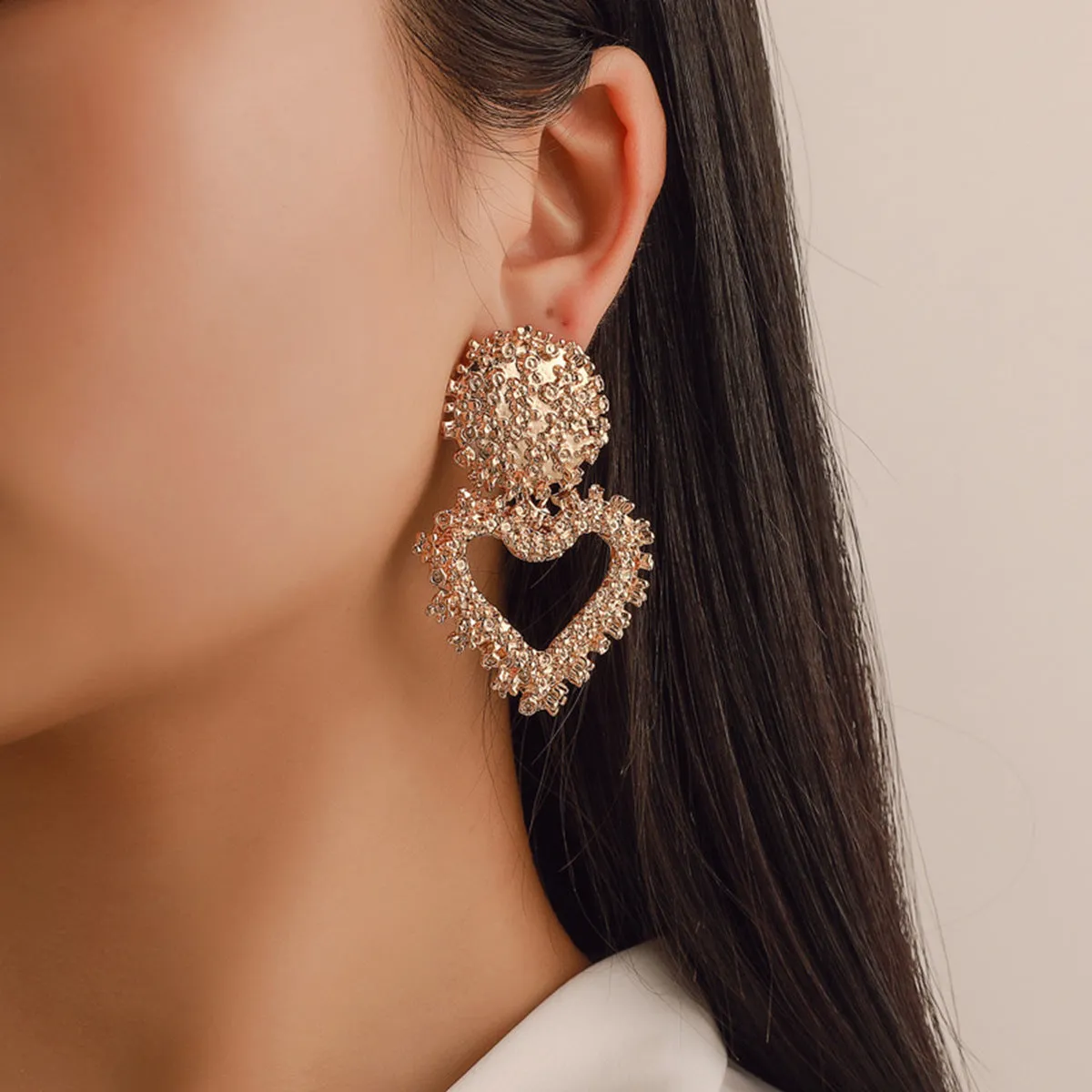 Wholesale Valentine's Day earrings light luxury all-match love heart earrings drop oil Diamond-Embedded Multi-style Valentine's Day earrings