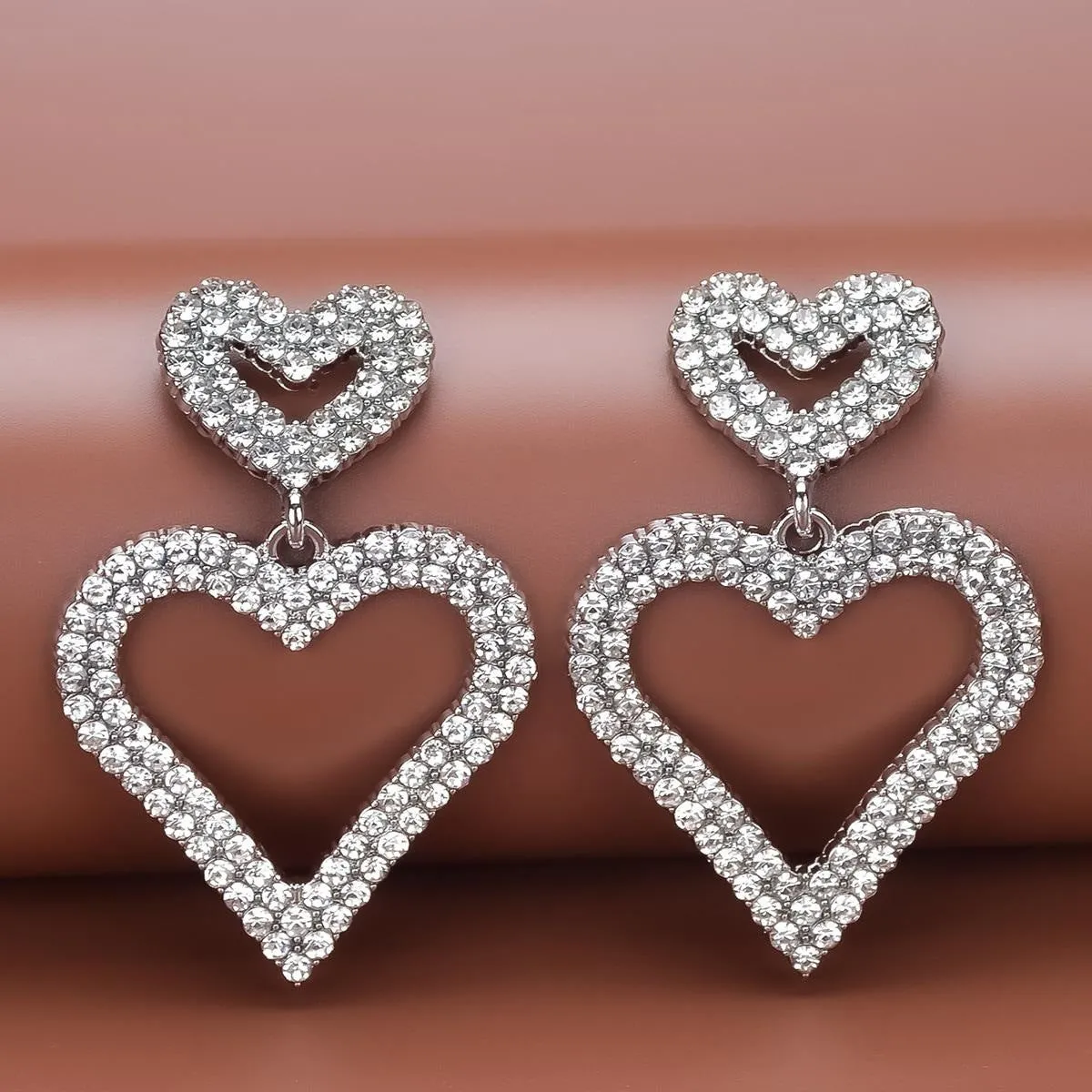 Wholesale Valentine's Day earrings light luxury all-match love heart earrings drop oil Diamond-Embedded Multi-style Valentine's Day earrings
