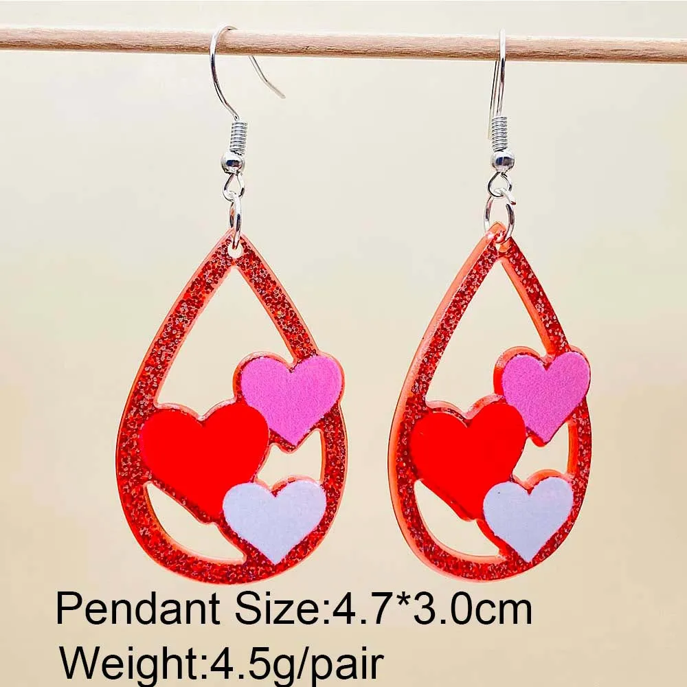 Wholesale Valentine's Day Earrings Love Water Drops LOVE XOXO English Letter Love Acrylic Earrings Jewelry