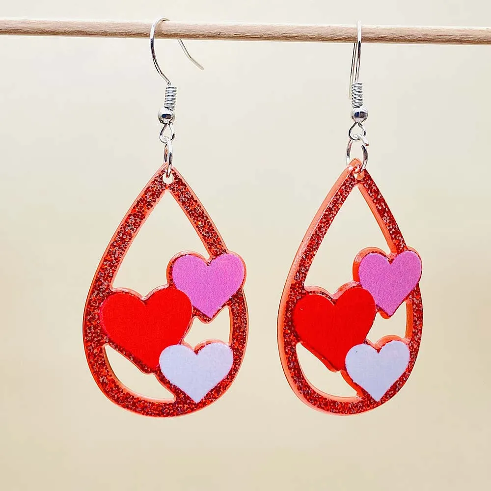 Wholesale Valentine's Day Earrings Love Water Drops LOVE XOXO English Letter Love Acrylic Earrings Jewelry