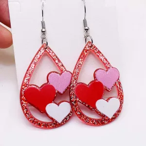 Wholesale Valentine's Day Earrings Love Water Drops LOVE XOXO English Letter Love Acrylic Earrings Jewelry