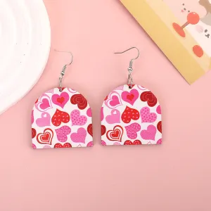 Wholesale Valentine's Day Earrings Wooden Jewelry Creative Fashion Printing Letter Earrings Personalized All-match Sweet Earrings Women