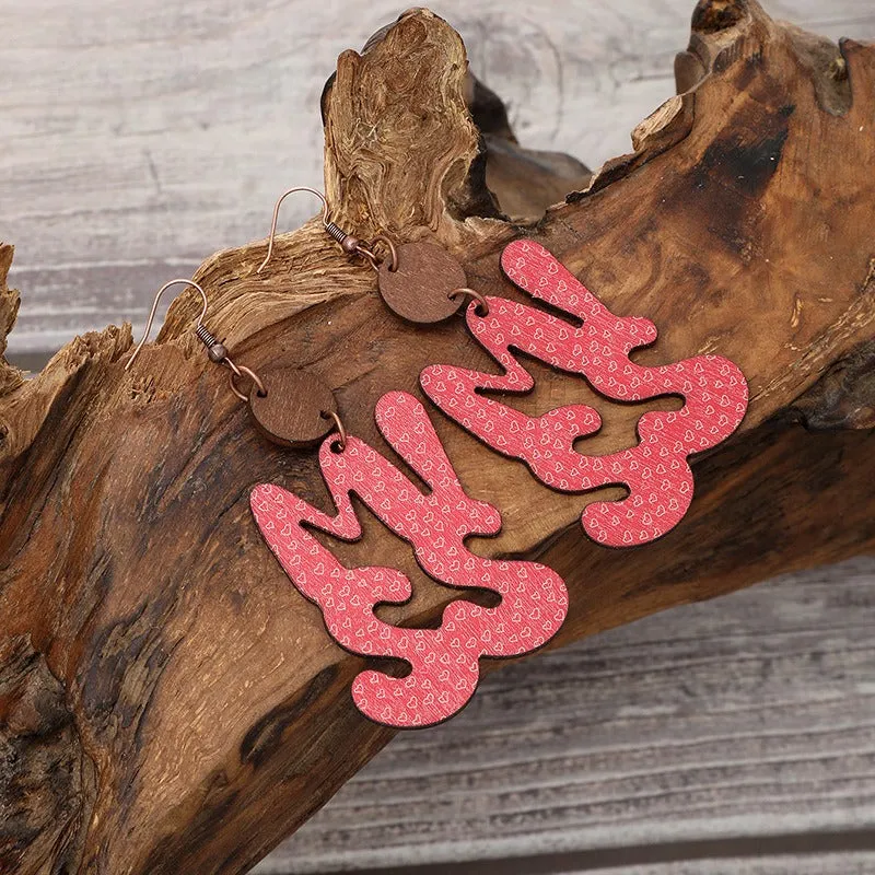 Wholesale Valentine's Day English Letter MISS Miss Pattern Wooden Earrings
