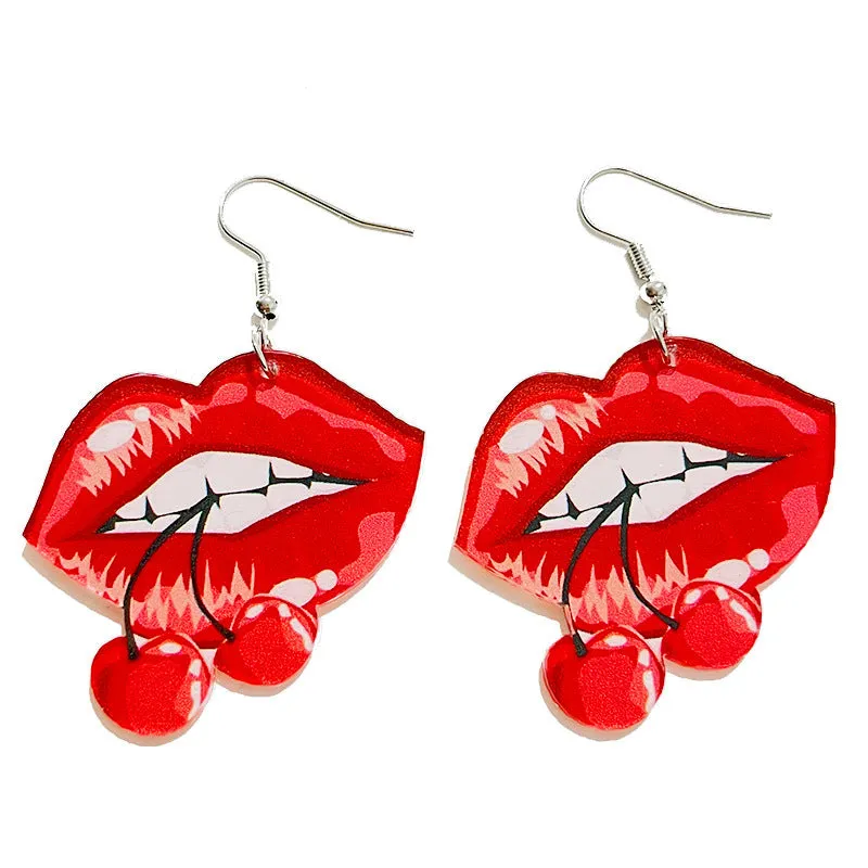 Wholesale Valentine's Day Fun Lips Wine Bottle High Heels Earrings