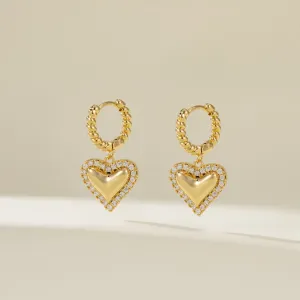 Wholesale Valentine's Day gift copper plated gold inlaid zircon love earrings heart-shaped earrings jewelry