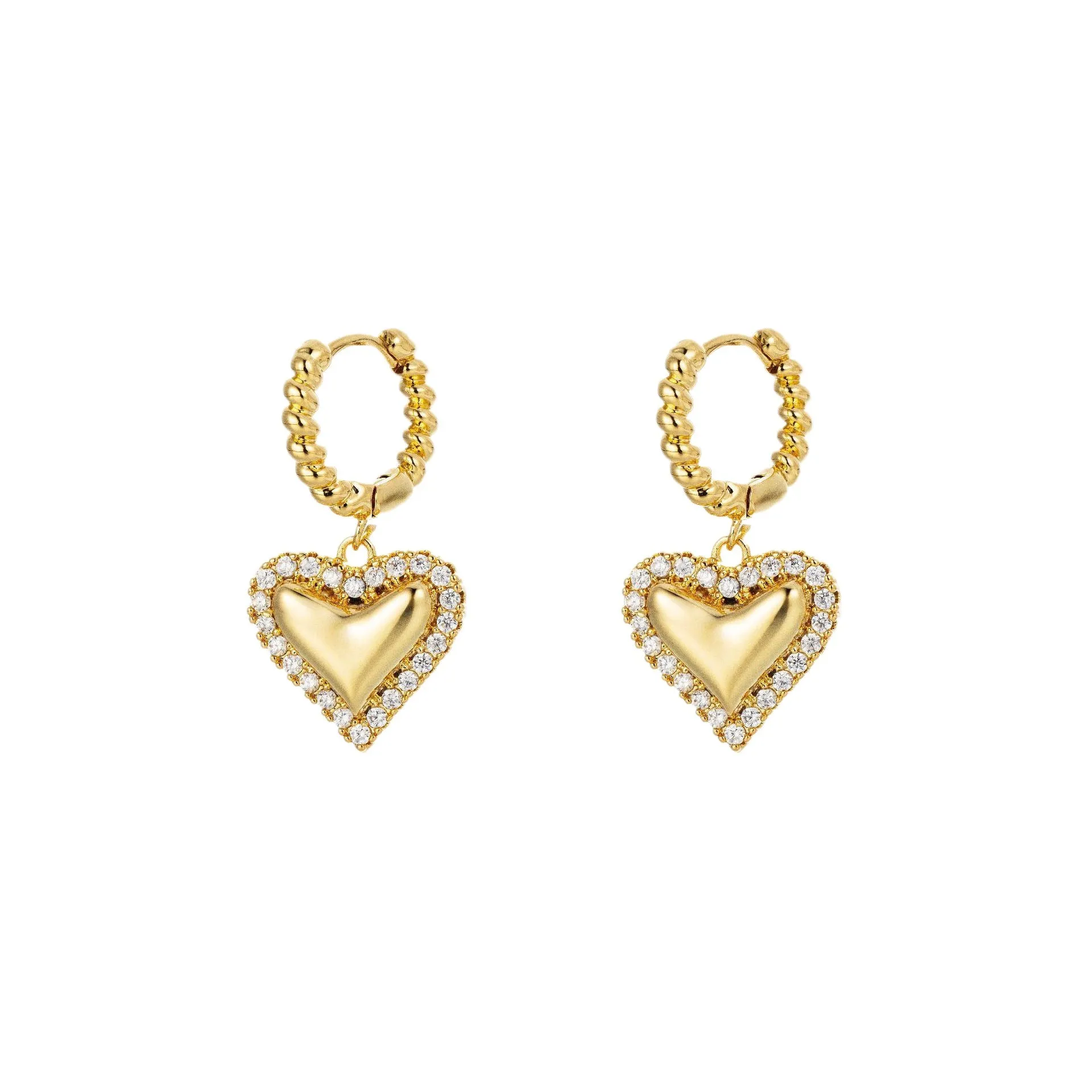 Wholesale Valentine's Day gift copper plated gold inlaid zircon love earrings heart-shaped earrings jewelry