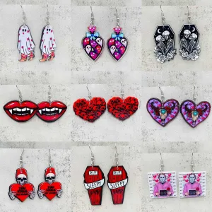 Wholesale Valentine's Day Horror Love Ghost Bull Head Acrylic Earrings