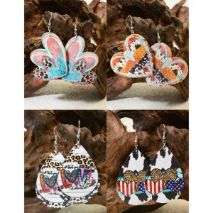 Wholesale Valentine's Day Leather Double-sided Printing Soft Material Graffiti Hand-painted Earrings