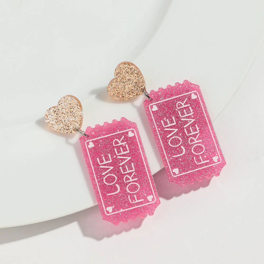Wholesale Valentine's Day Letter Pendant High-grade Earrings Peach Heart Love Festival Sweet Wind Glitter Yak
