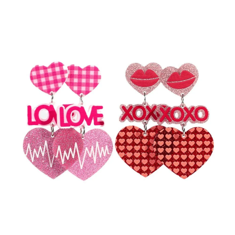Wholesale Valentine's Day Letter Pendant High-grade Earrings Peach Heart Love Festival Sweet Wind Glitter Yak