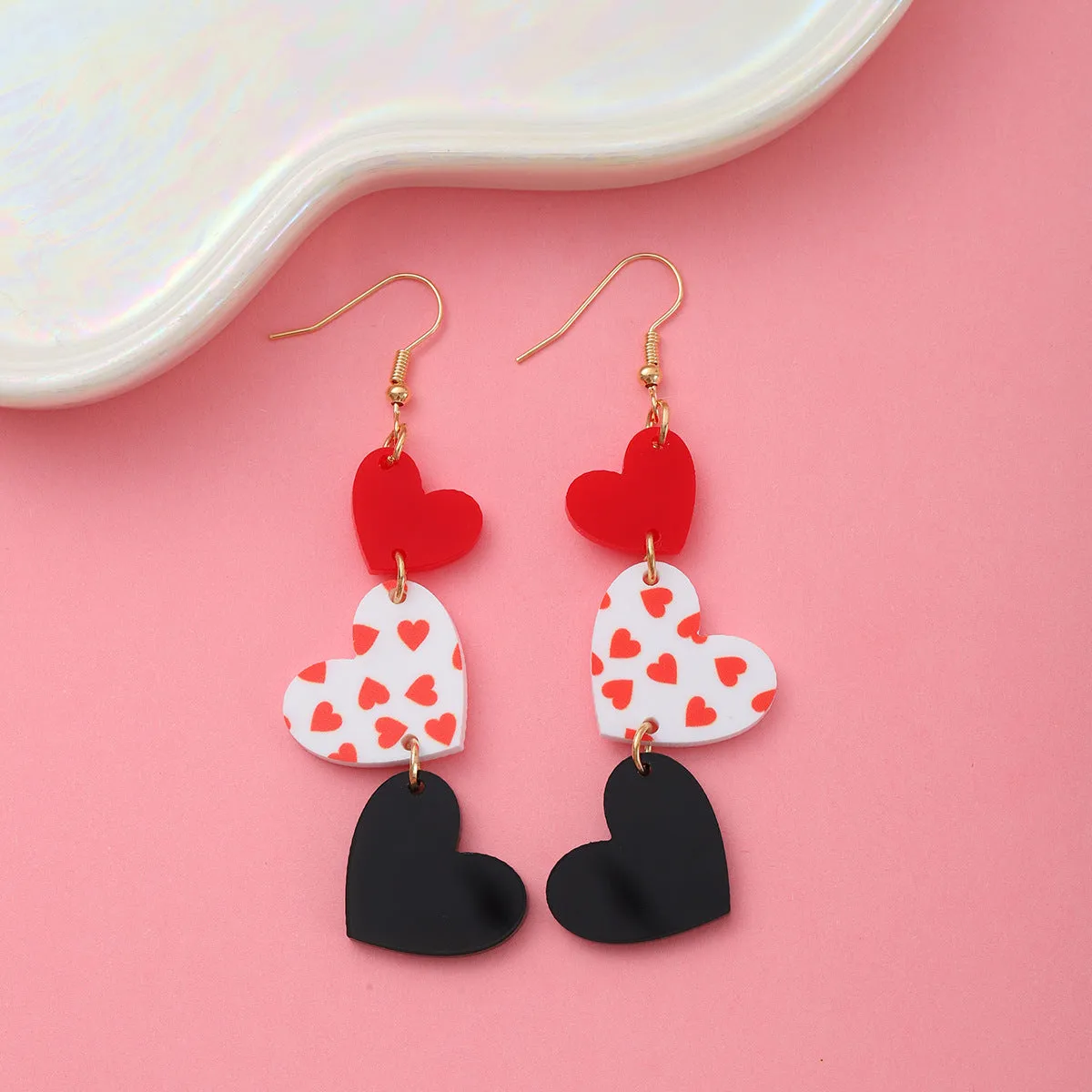 Wholesale Valentine's Day love acrylic sequin peach heart sweet earrings