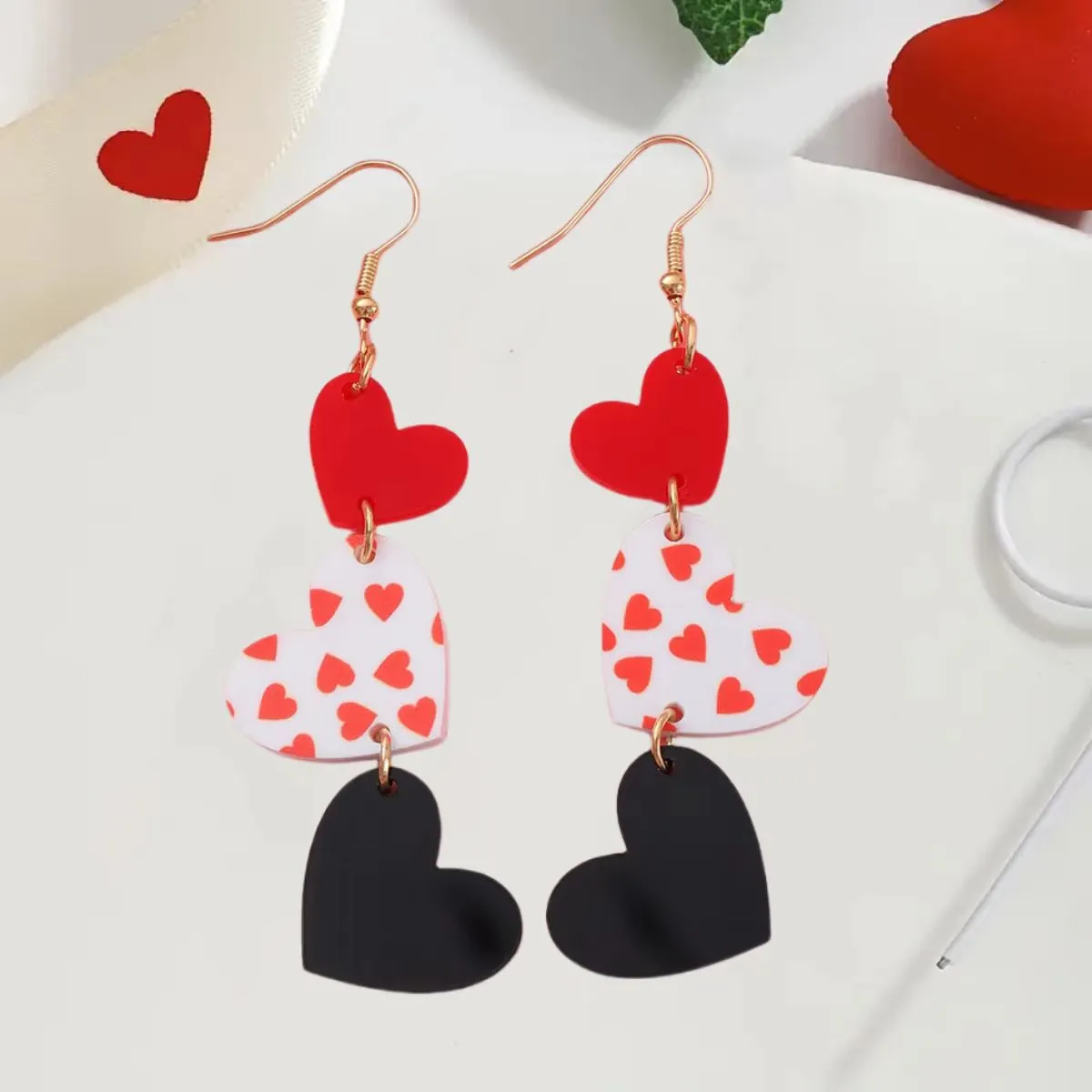 Wholesale Valentine's Day love acrylic sequin peach heart sweet earrings