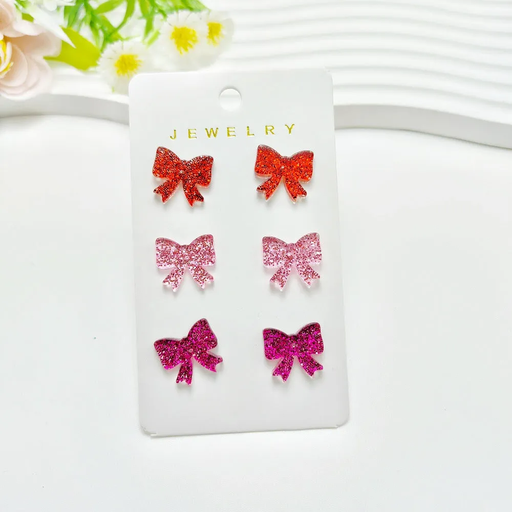 Wholesale Valentine's Day Love Acrylic Sheet Printed Bow Simple Personality Letter Earrings suit