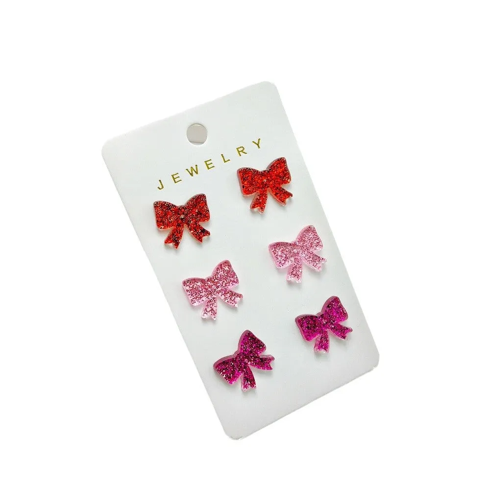 Wholesale Valentine's Day Love Acrylic Sheet Printed Bow Simple Personality Letter Earrings suit