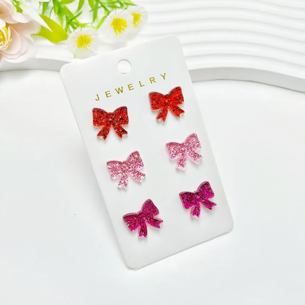 Wholesale Valentine's Day Love Acrylic Sheet Printed Bow Simple Personality Letter Earrings suit