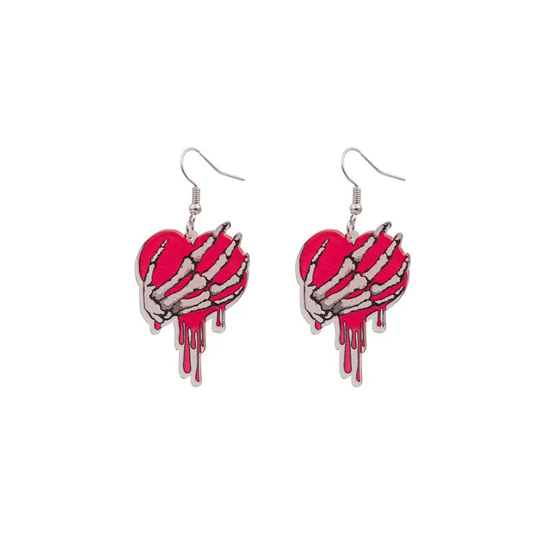 Wholesale Valentine's Day Love Dwarf Earrings Female Flamingo Love Semi-round Plaid Acrylic Earrings