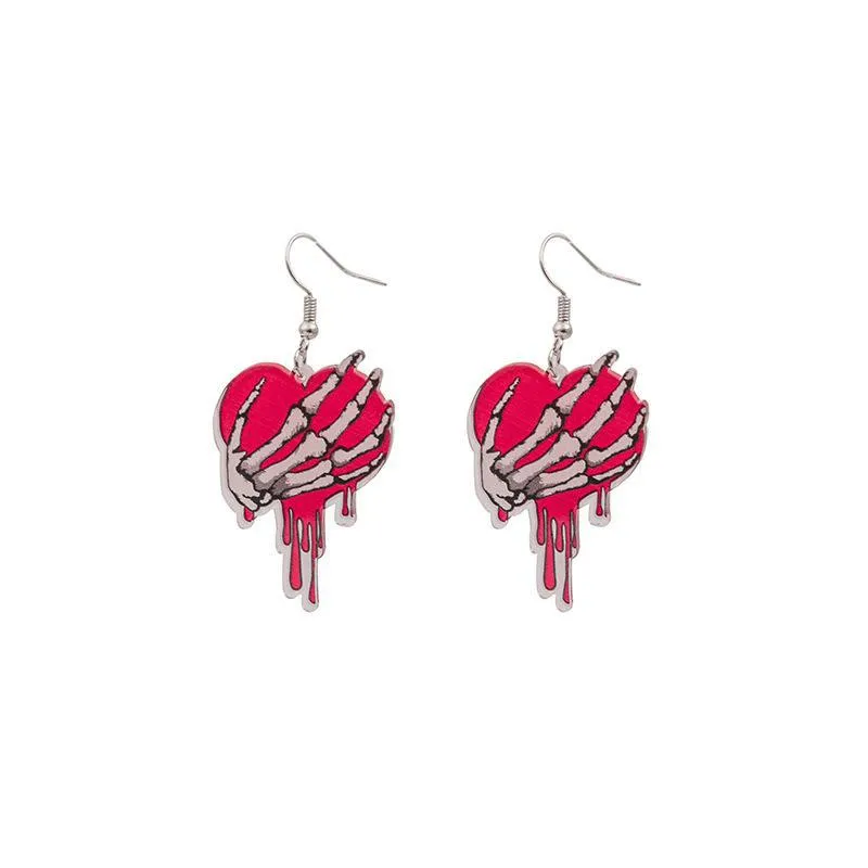 Wholesale Valentine's Day Love Dwarf Earrings Flamingo Love Semi-round Plaid Acrylic Earrings for Women