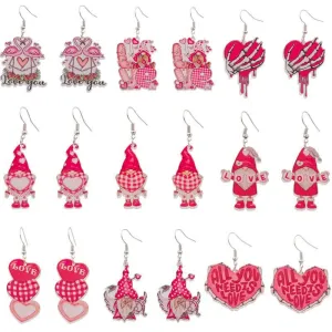 Wholesale Valentine's Day Love Dwarf Earrings Flamingo Love Semi-round Plaid Acrylic Earrings for Women