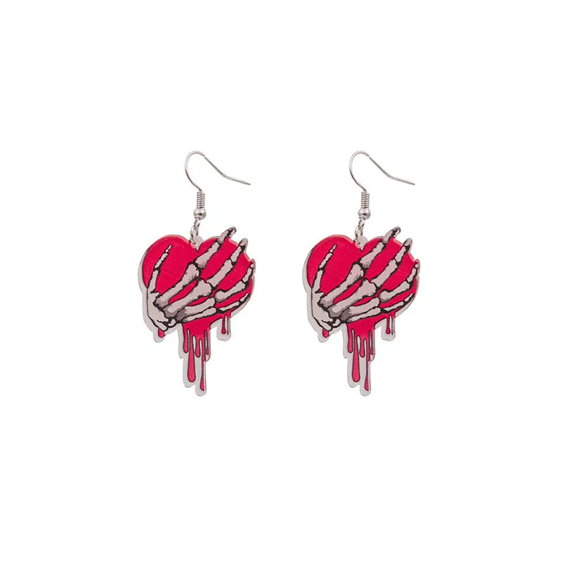 Wholesale Valentine's Day love dwarf earrings Flamingo love semicircle Plaid acrylic earrings for women