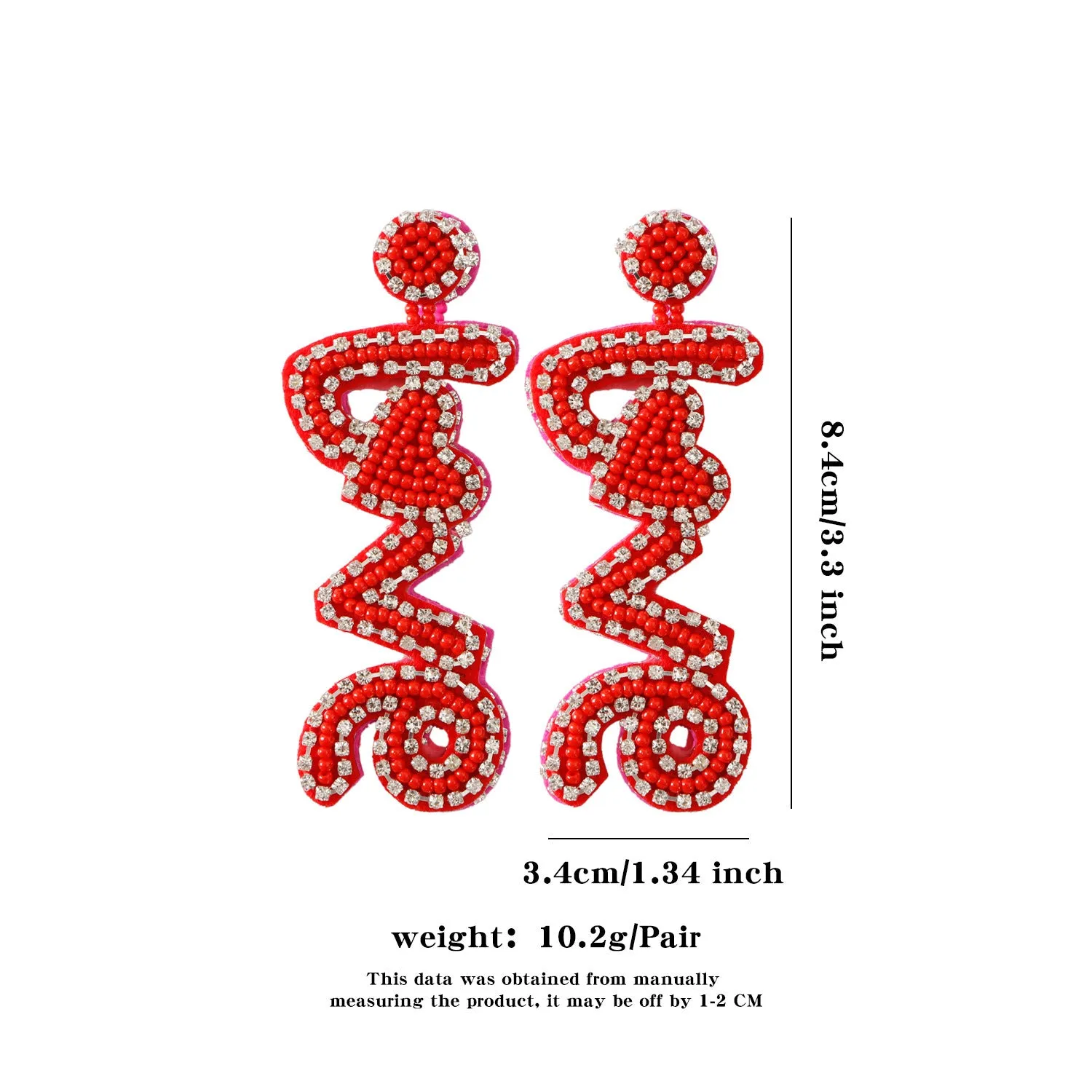 Wholesale Valentine's Day Love Handmade Romantic Heart Shaped High Quality Rice Bead Red Earrings