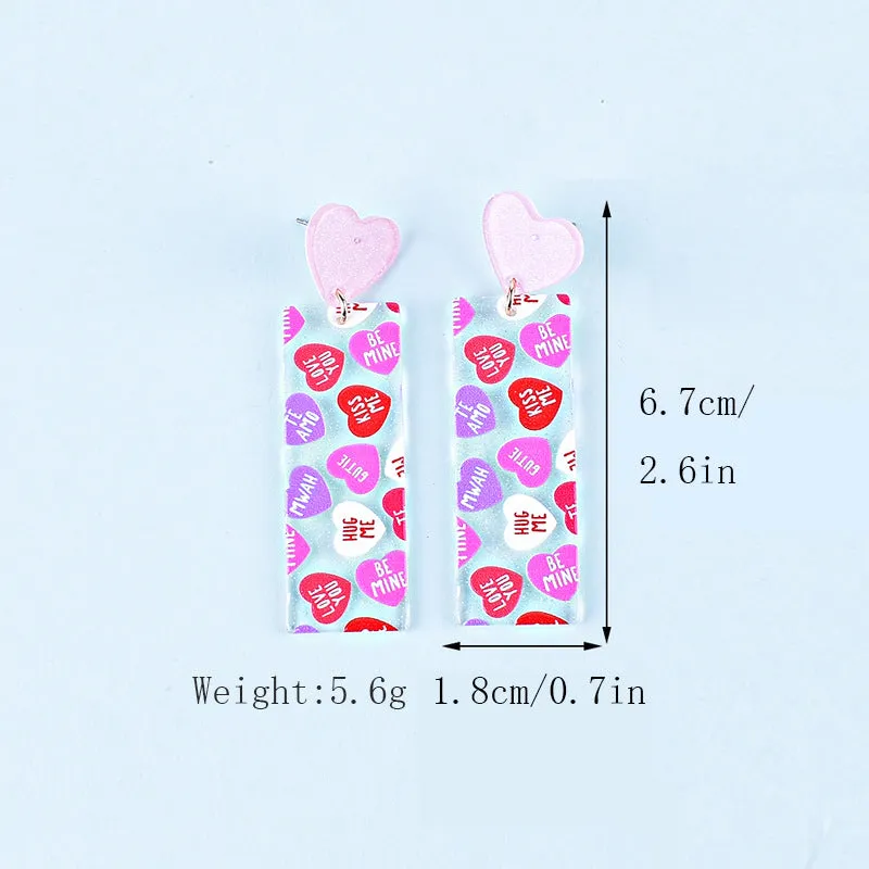 Wholesale Valentine's Day Love Letter Love Heart-shaped Red and Pink Earrings
