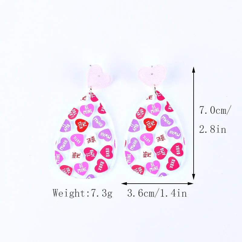 Wholesale Valentine's Day Love Letter Love Heart-shaped Red and Pink Earrings
