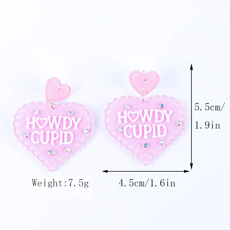 Wholesale Valentine's Day Love Letter Love Heart-shaped Red and Pink Earrings