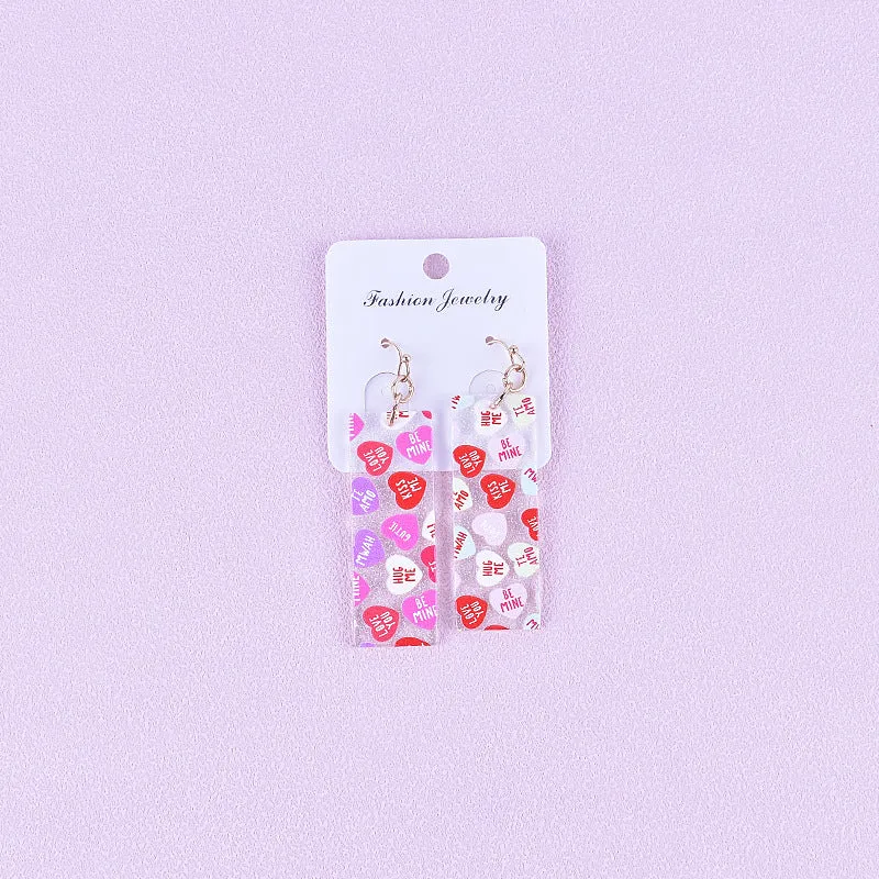 Wholesale Valentine's Day Love Letter Love Heart-shaped Red and Pink Earrings