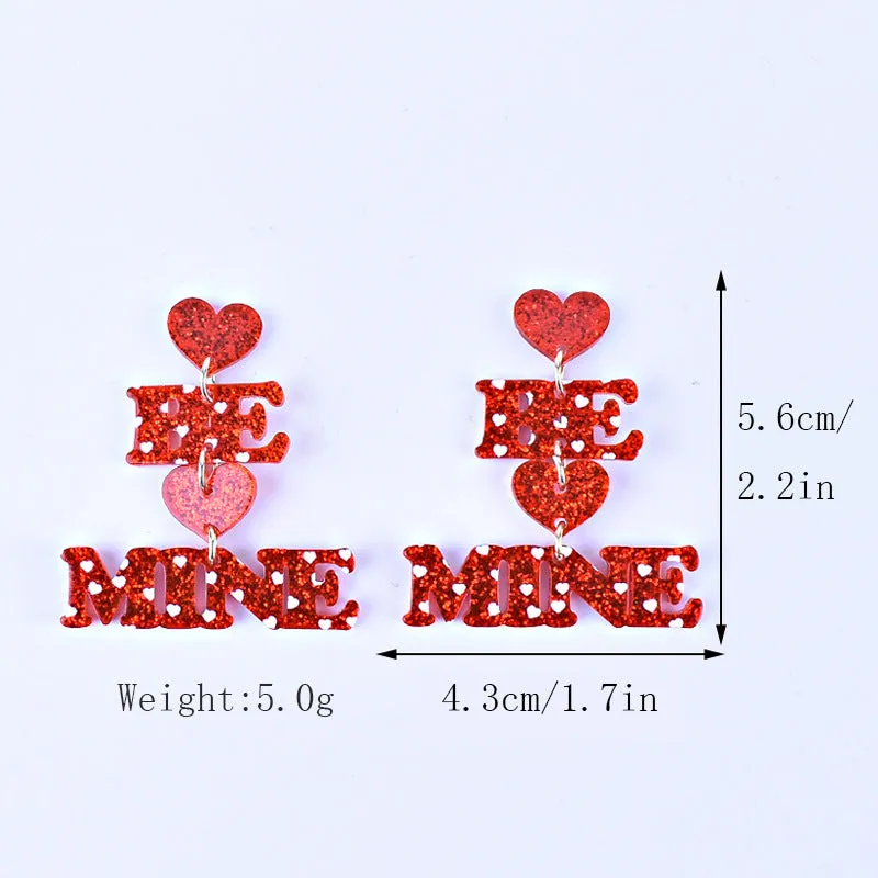Wholesale Valentine's Day Love Letter Love Heart-shaped Red and Pink Earrings