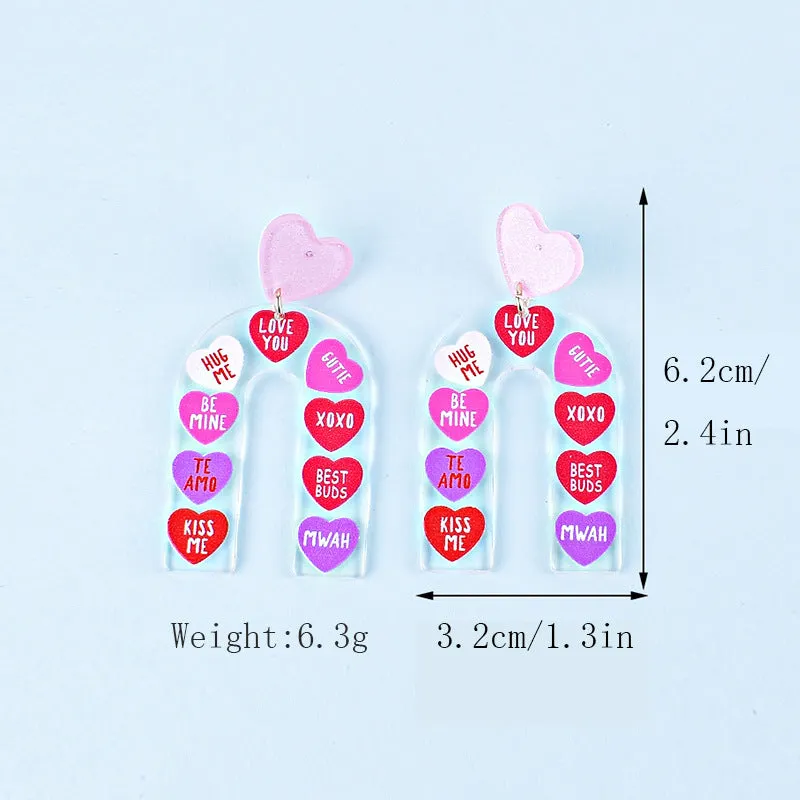 Wholesale Valentine's Day Love Letter Love Heart-shaped Red and Pink Earrings