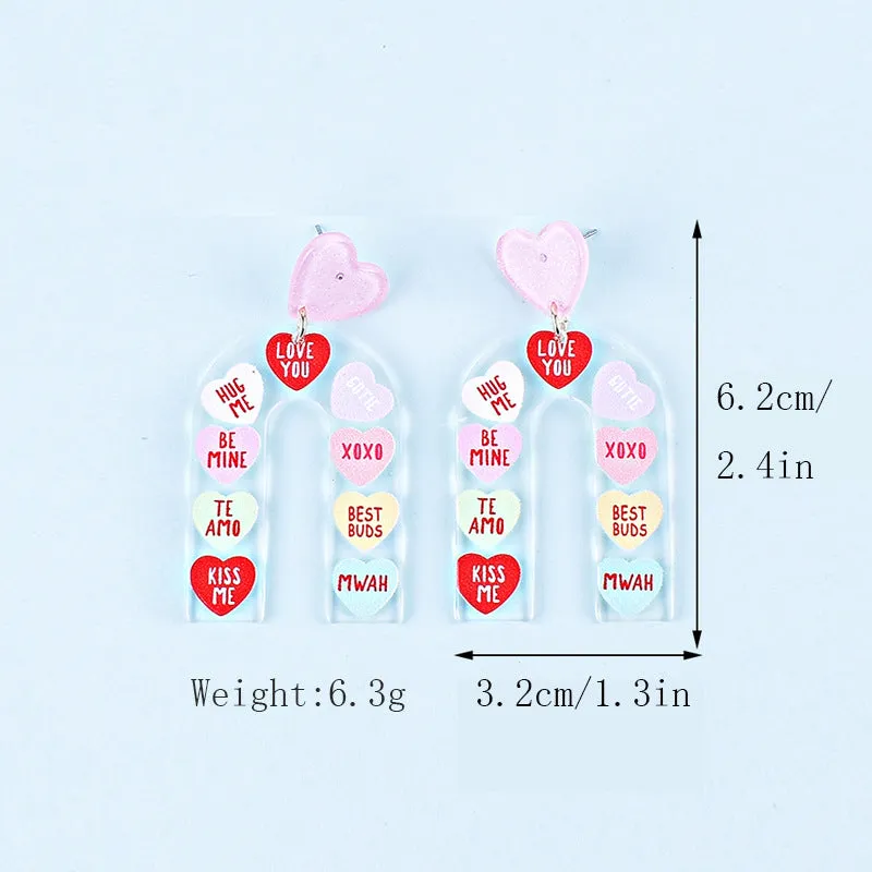 Wholesale Valentine's Day Love Letter Love Heart-shaped Red and Pink Earrings