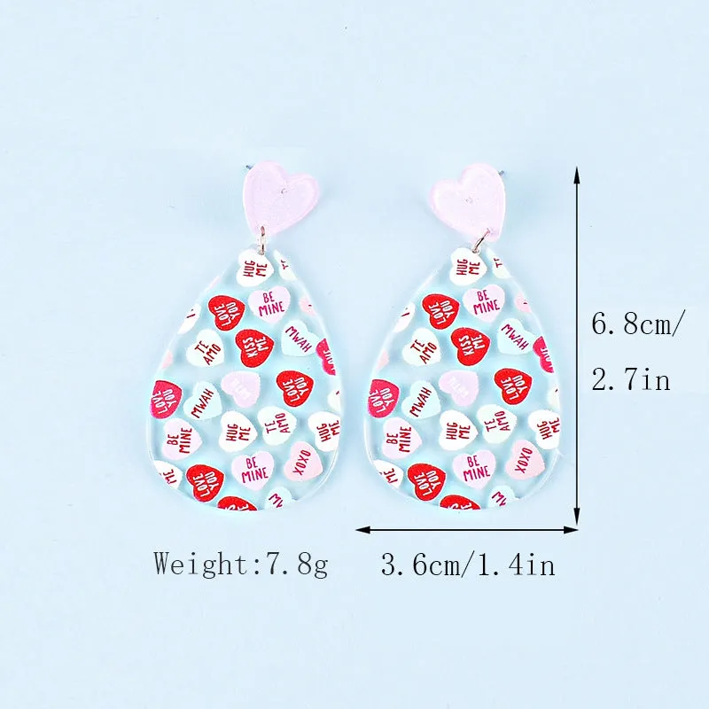 Wholesale Valentine's Day Love Letter Love Heart-shaped Red and Pink Earrings