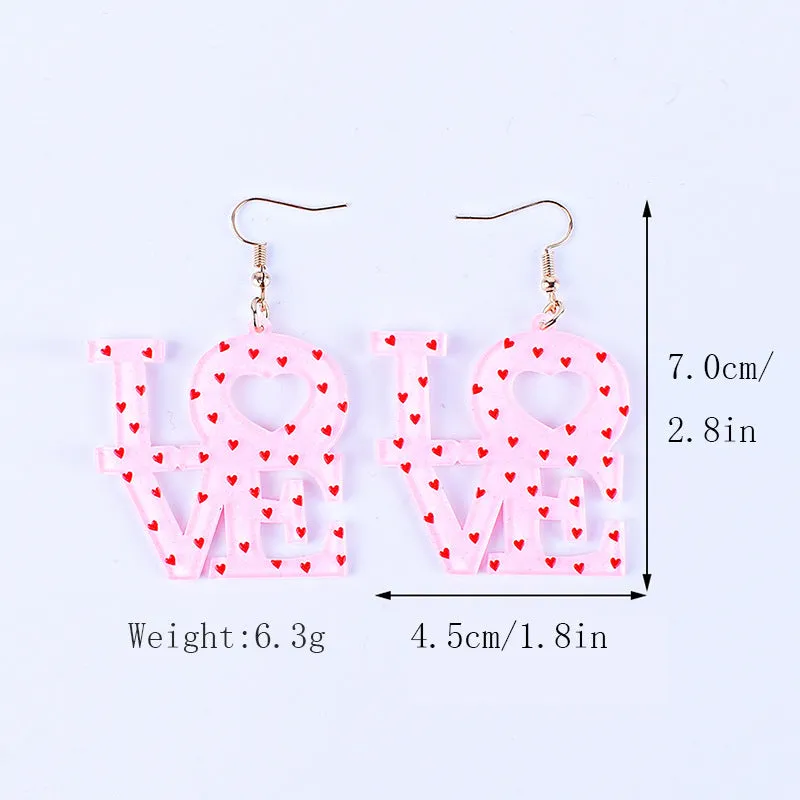 Wholesale Valentine's Day Love Letter Love Heart-shaped Red and Pink Earrings