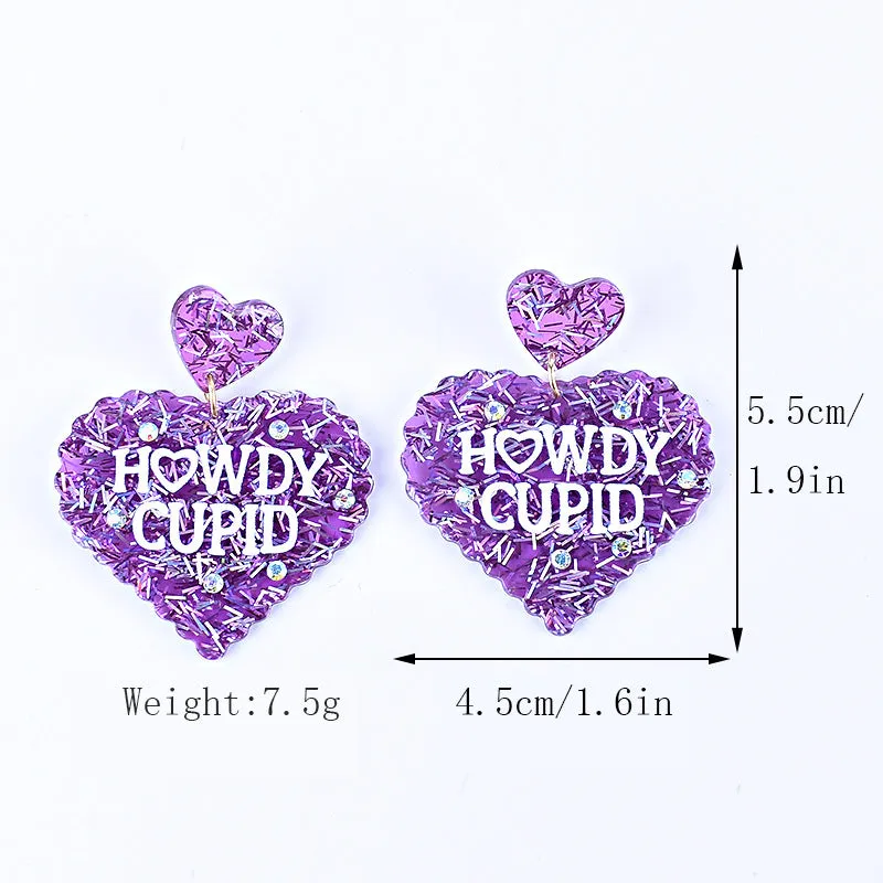 Wholesale Valentine's Day Love Letter Love Heart-shaped Red and Pink Earrings