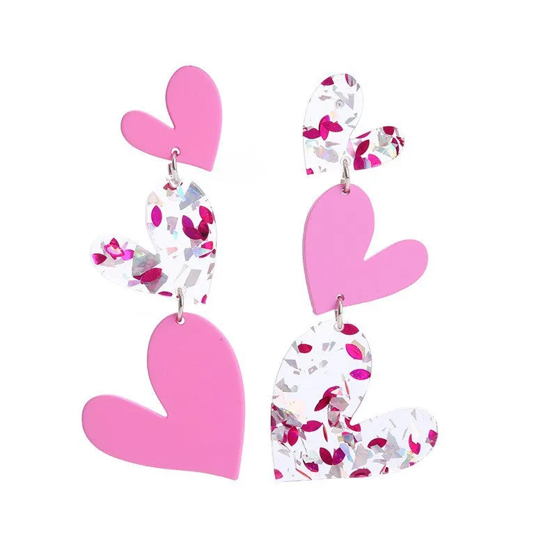 Wholesale Valentine's Day Love Mirror Acrylic Sweet Temperament Personality Earrings