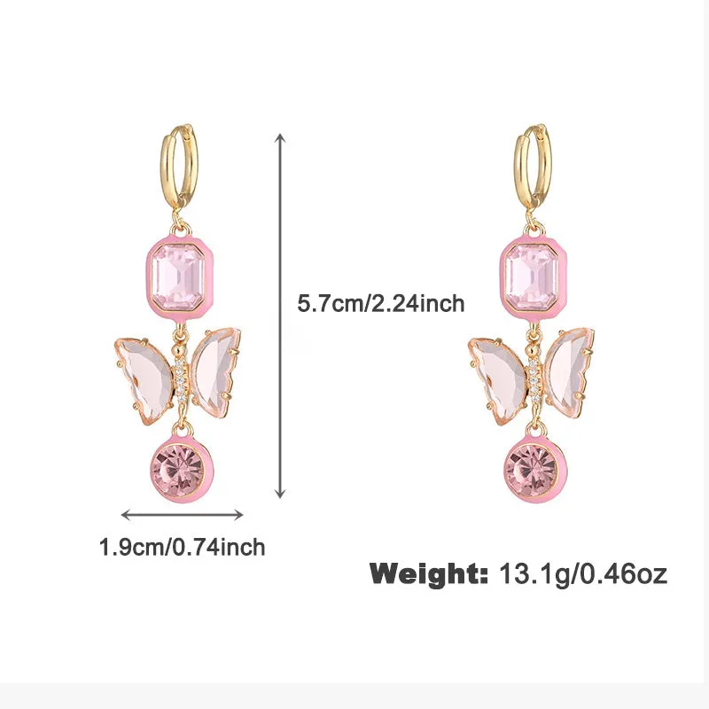 Wholesale Valentine's Day love peach two-piece earrings Women's European and American fashion semi-precious stone drop oil earrings