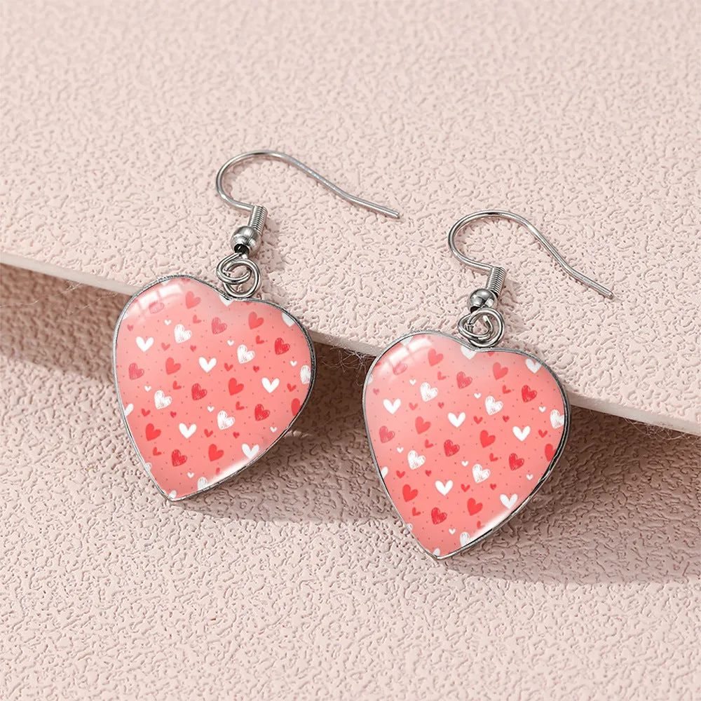 Wholesale Valentine's Day love Stainless steel Stainless steel glass heart-shaped ear hook Time Gem earrings