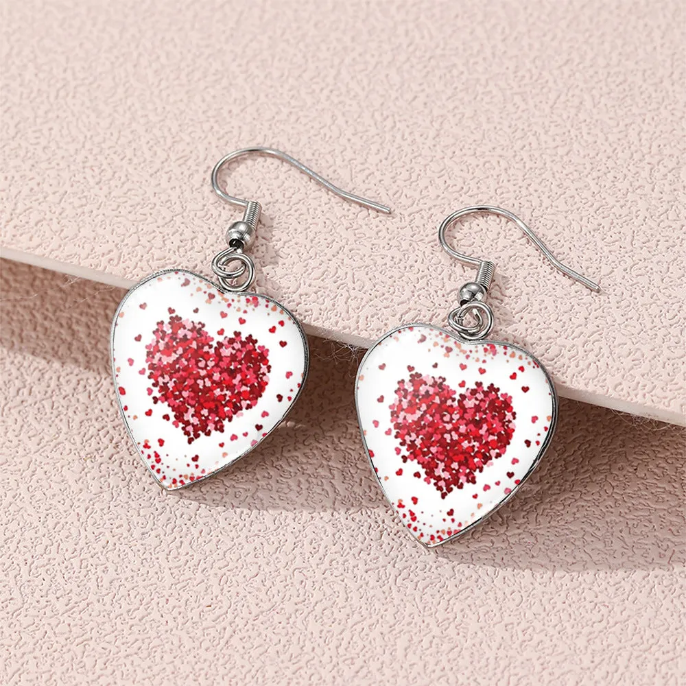 Wholesale Valentine's Day love Stainless steel Stainless steel glass heart-shaped ear hook Time Gem earrings