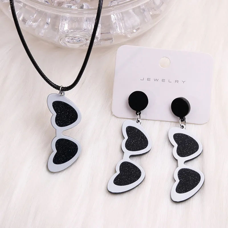 Wholesale Valentine's Day Love Sunglasses Autumn/Winter Simple Personalized Acrylic Set Earrings