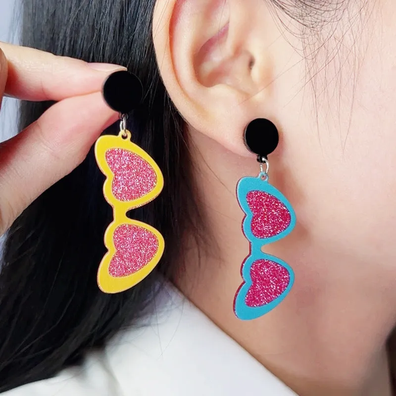 Wholesale Valentine's Day Love Sunglasses Autumn/Winter Simple Personalized Acrylic Set Earrings