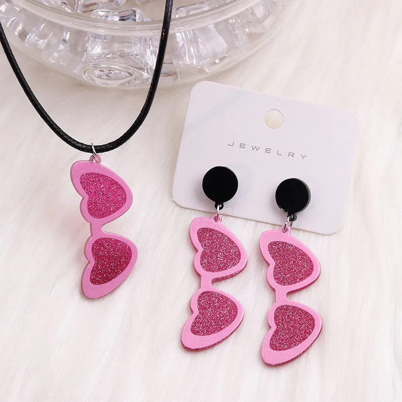Wholesale Valentine's Day Love Sunglasses Autumn/Winter Simple Personalized Acrylic Set Earrings