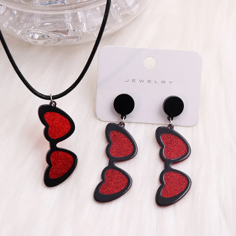 Wholesale Valentine's Day Love Sunglasses Autumn/Winter Simple Personalized Acrylic Set Earrings